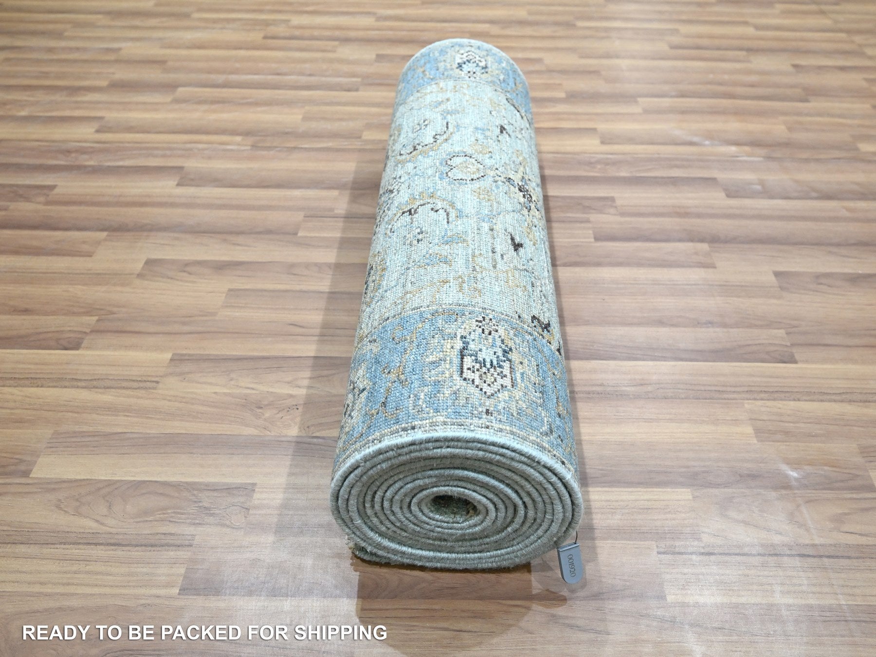 Agra Oushak / Peshawar hand-knotted wool runner in Blue, 2'8" x 16'1", SKU O076128