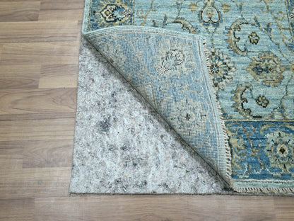 Blue 2'6" x 14'0" Oushak And Peshawar Hand knotted Wool Rug - Sku: O076129