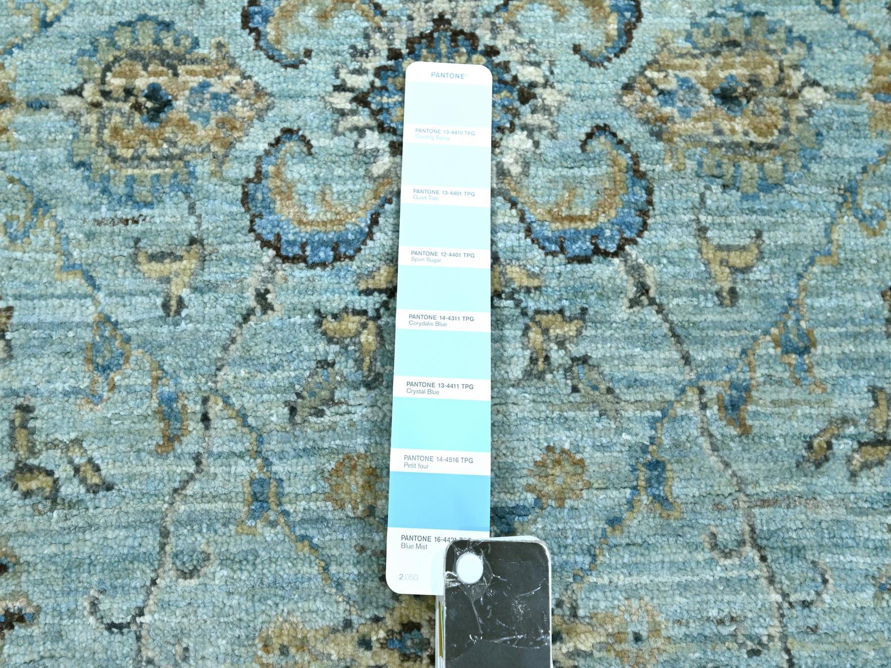 Agra Oushak / Peshawar hand-knotted wool runner in Blue, 2'6" x 14'0", SKU O076129
