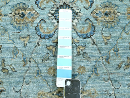 Agra Oushak / Peshawar hand-knotted wool runner in Blue, 2'6" x 14'0", SKU O076129