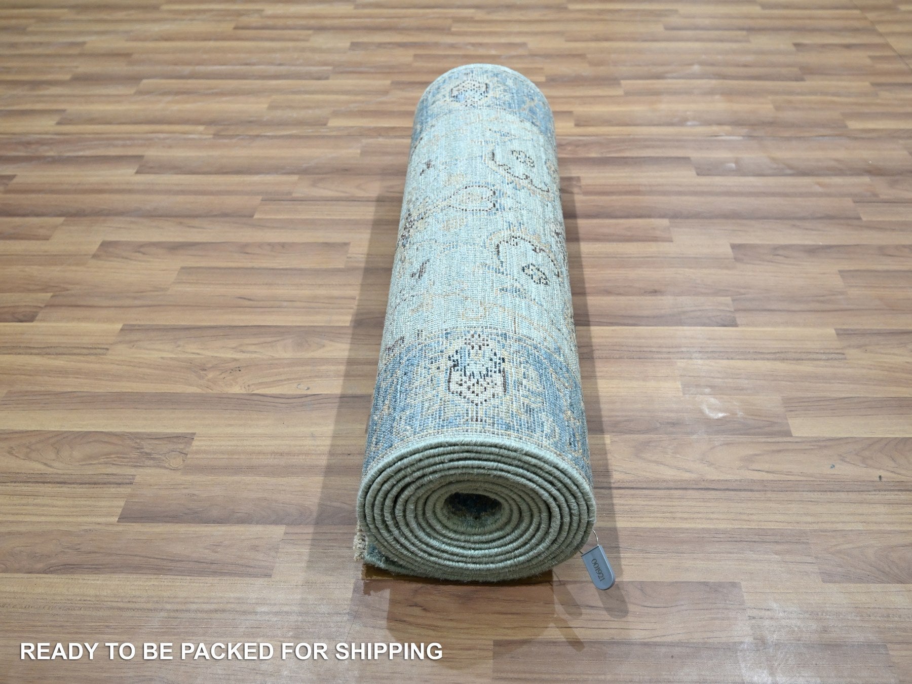 Agra Oushak / Peshawar hand-knotted wool runner in Blue, 2'6" x 14'0", SKU O076129