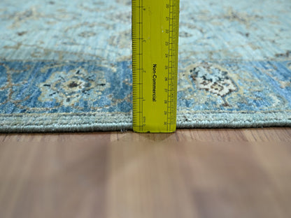 Agra Oushak / Peshawar hand-knotted wool runner in Blue, 2'6" x 14'0", SKU O076129