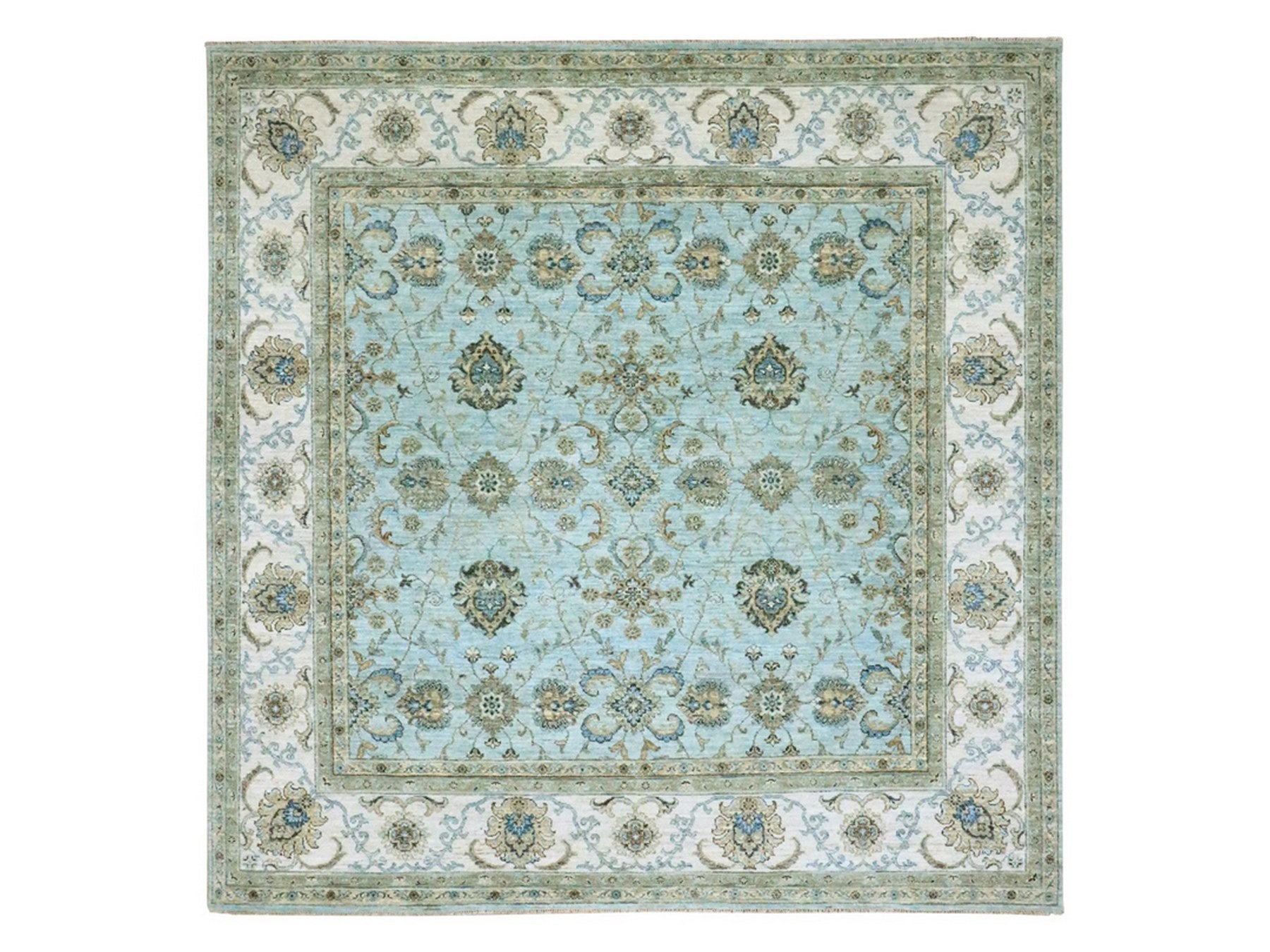 Agra Oushak / Peshawar hand-knotted wool rug in Blue, 8'0" x 8'1", SKU O076134