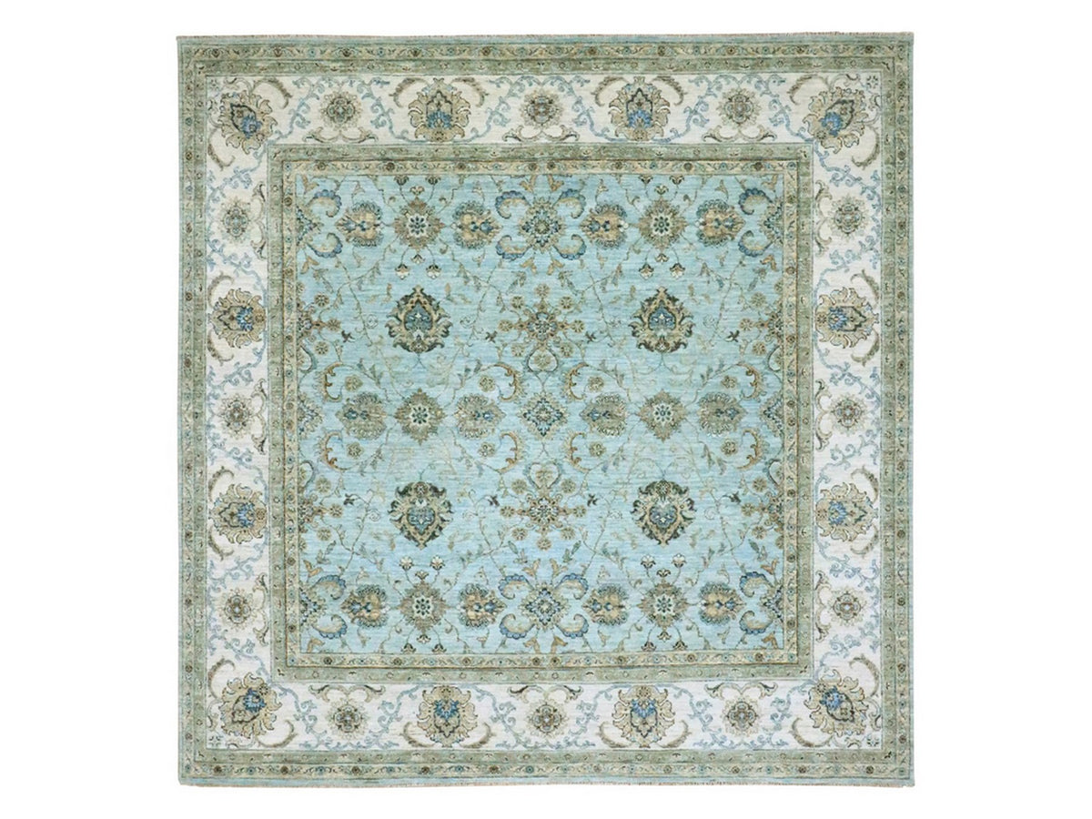Agra Oushak / Peshawar hand-knotted wool rug in Blue, 8'0" x 8'1", SKU O076134