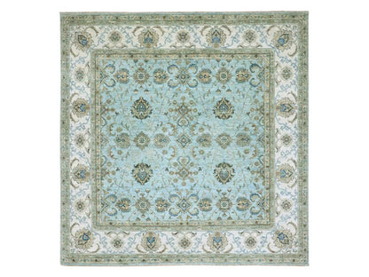 Agra Oushak / Peshawar hand-knotted wool rug in Blue, 8'0" x 8'1", SKU O076134