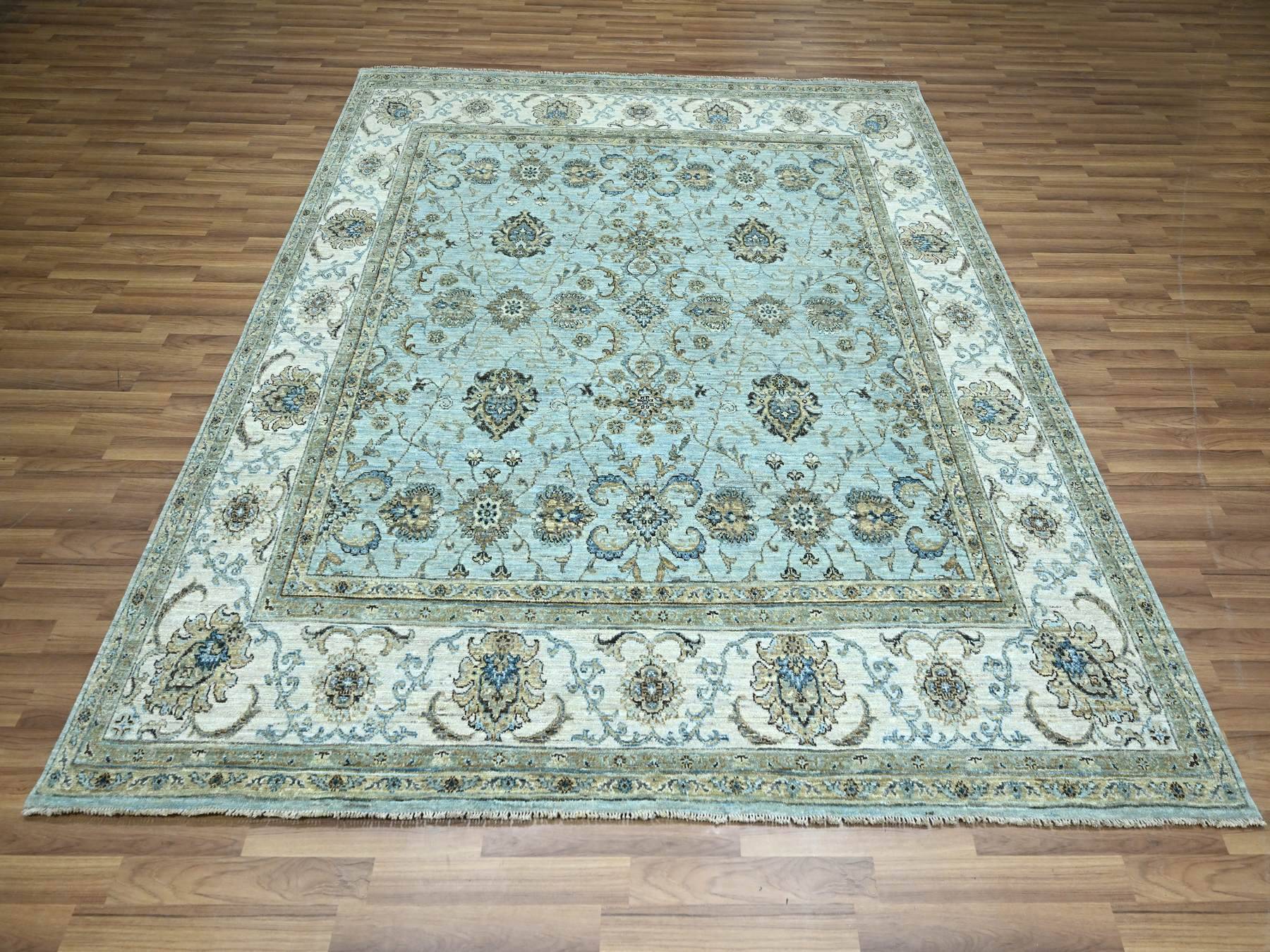 Agra Oushak / Peshawar hand-knotted wool rug in Blue, 8'0" x 8'1", SKU O076134