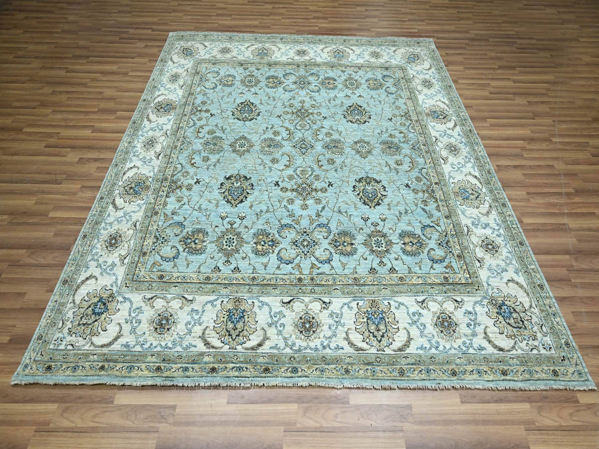 Agra Oushak / Peshawar hand-knotted wool rug in Blue, 8'0" x 8'1", SKU O076134