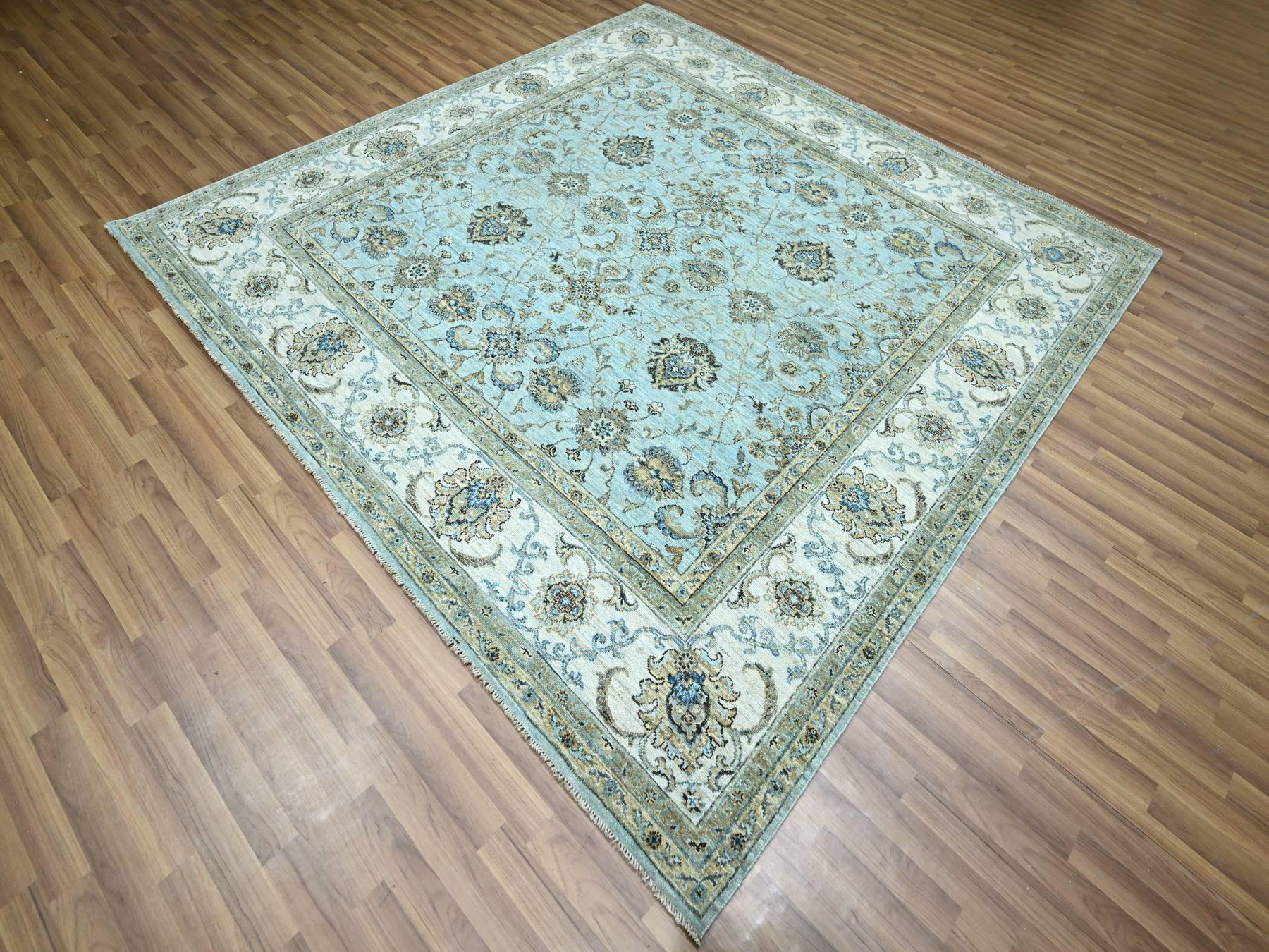 Agra Oushak / Peshawar hand-knotted wool rug in Blue, 8'0" x 8'1", SKU O076134