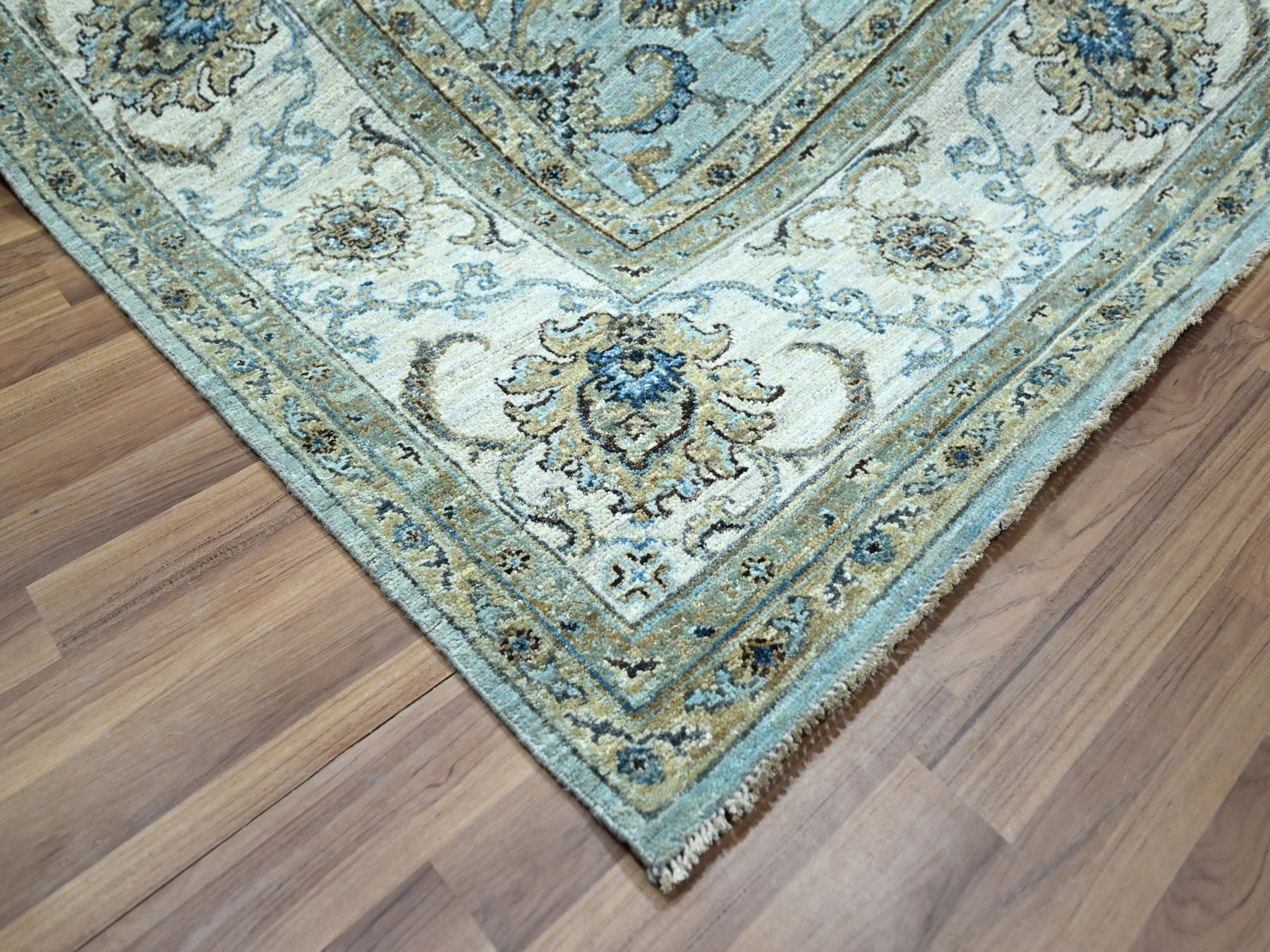 Agra Oushak / Peshawar hand-knotted wool rug in Blue, 8'0" x 8'1", SKU O076134