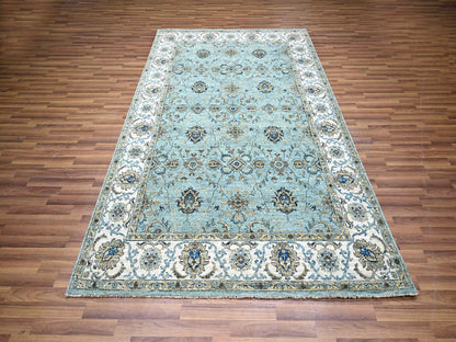 Agra Oushak / Peshawar hand-knotted wool rug in Blue, 5'11" x 9'1", SKU O076137