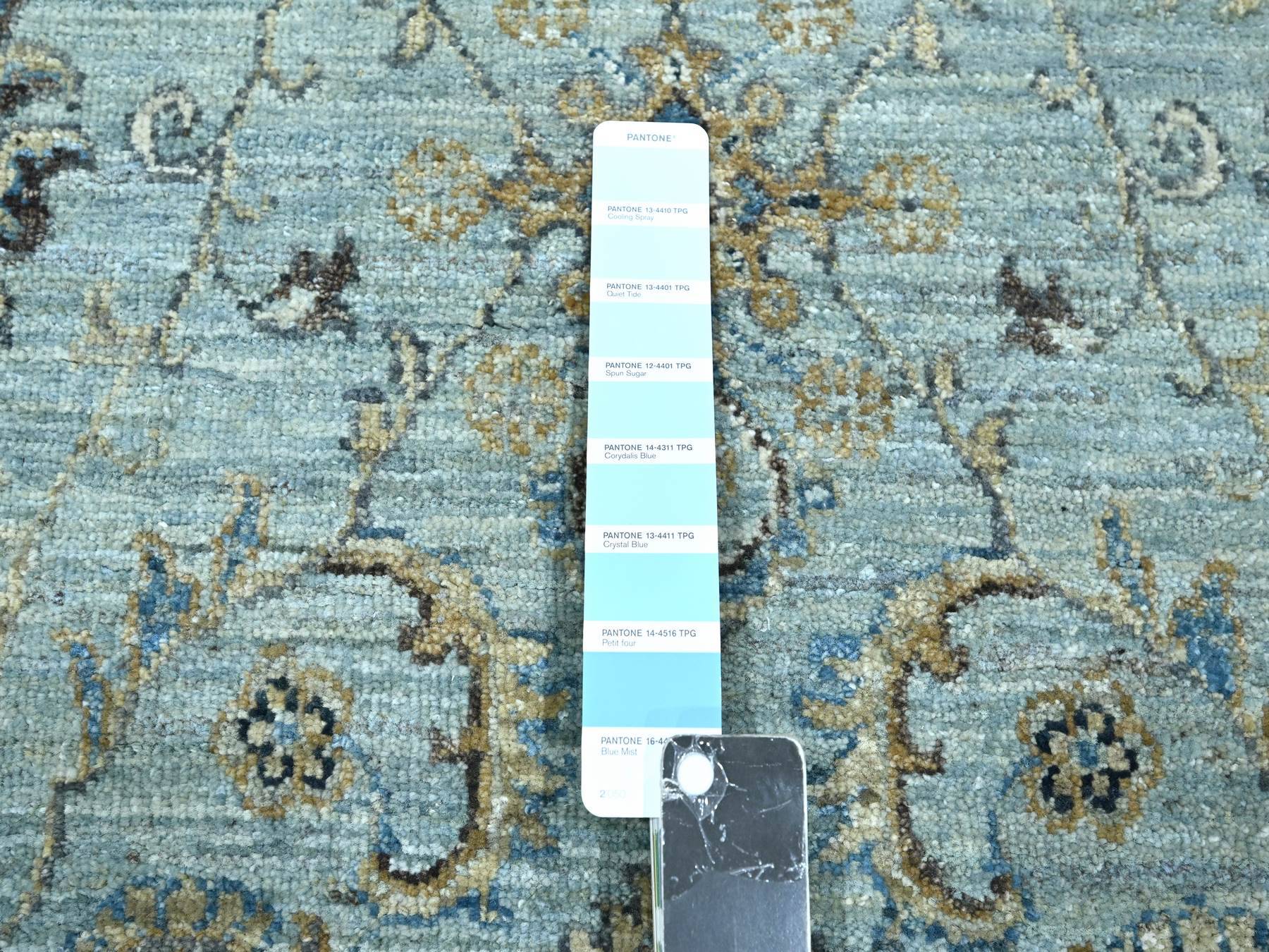 Agra Oushak / Peshawar hand-knotted wool rug in Blue, 5'11" x 9'1", SKU O076137
