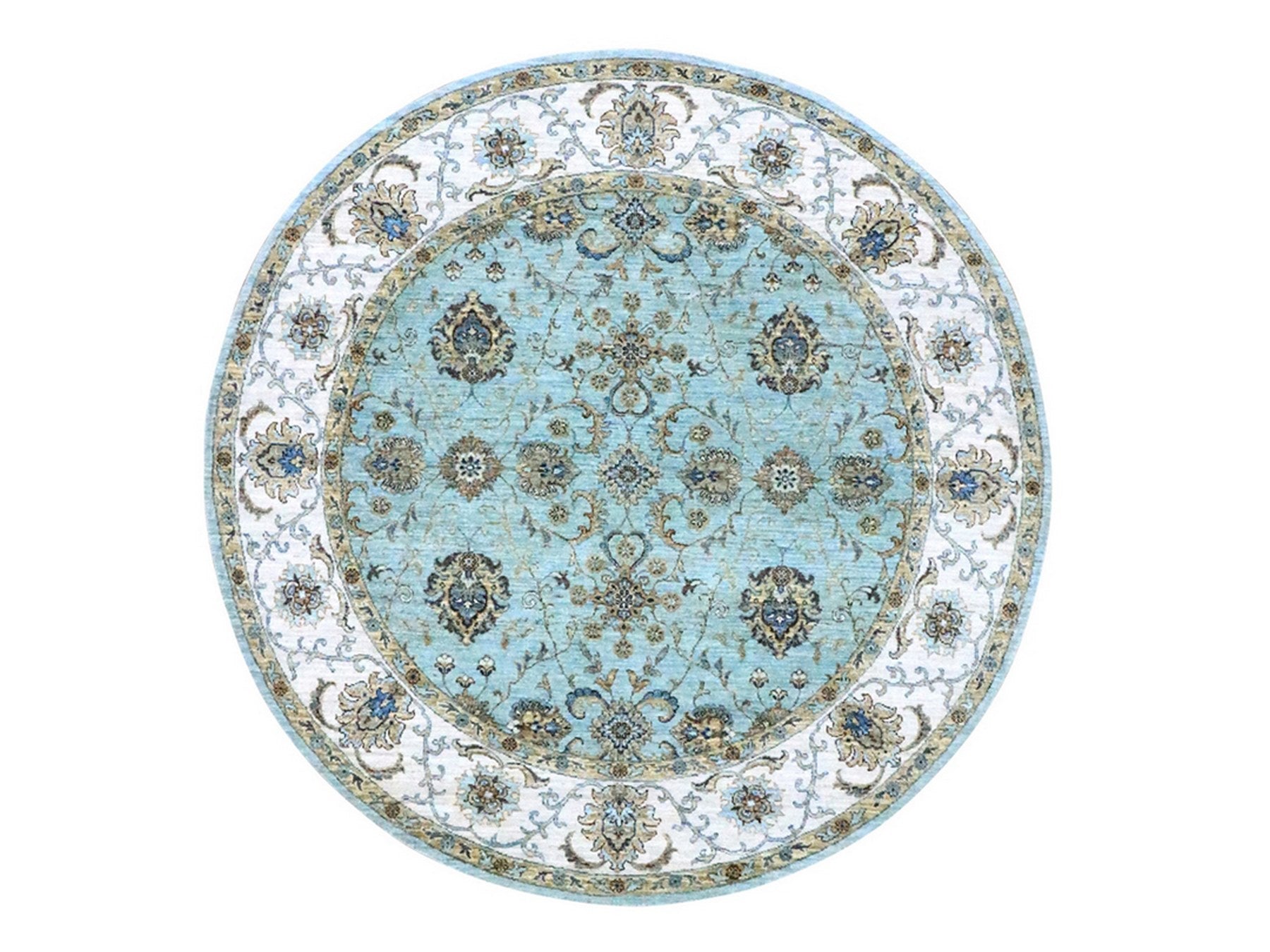 Agra Oushak / Peshawar hand-knotted wool rug in Blue, 7'0" x 7'0", SKU O076138