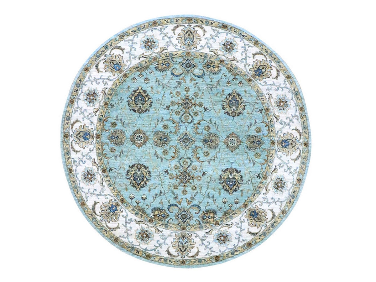 Agra Oushak / Peshawar hand-knotted wool rug in Blue, 7'0" x 7'0", SKU O076138