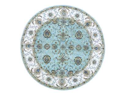Agra Oushak / Peshawar hand-knotted wool rug in Blue, 7'0" x 7'0", SKU O076138