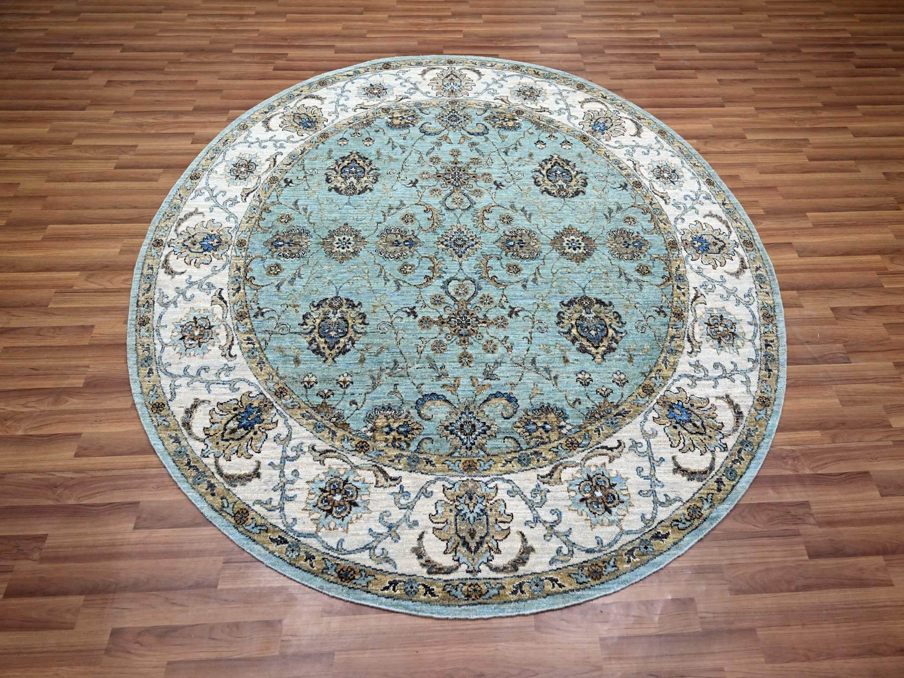Agra Oushak / Peshawar hand-knotted wool rug in Blue, 7'0" x 7'0", SKU O076138