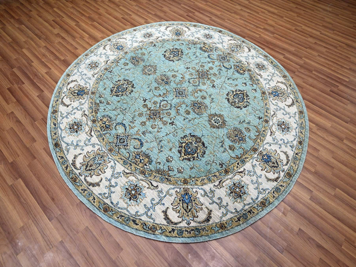Agra Oushak / Peshawar hand-knotted wool rug in Blue, 7'0" x 7'0", SKU O076138
