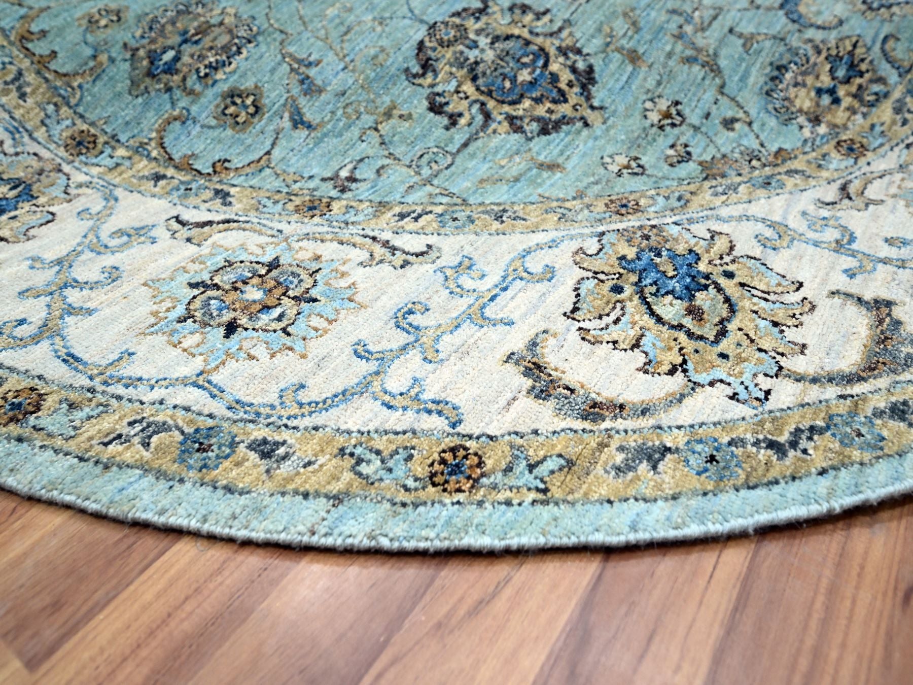 Agra Oushak / Peshawar hand-knotted wool rug in Blue, 7'0" x 7'0", SKU O076138