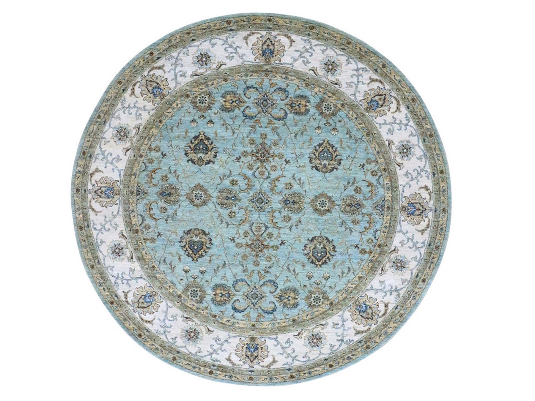 Agra Oushak / Peshawar hand-knotted wool rug in Blue, 7'11" x 8'0", SKU O076140