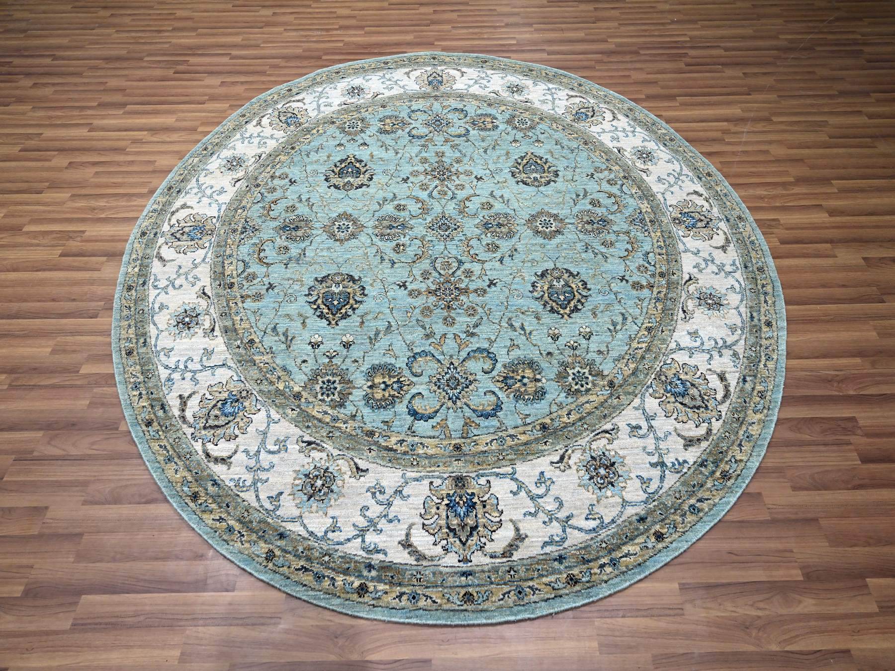 Agra Oushak / Peshawar hand-knotted wool rug in Blue, 7'11" x 8'0", SKU O076140