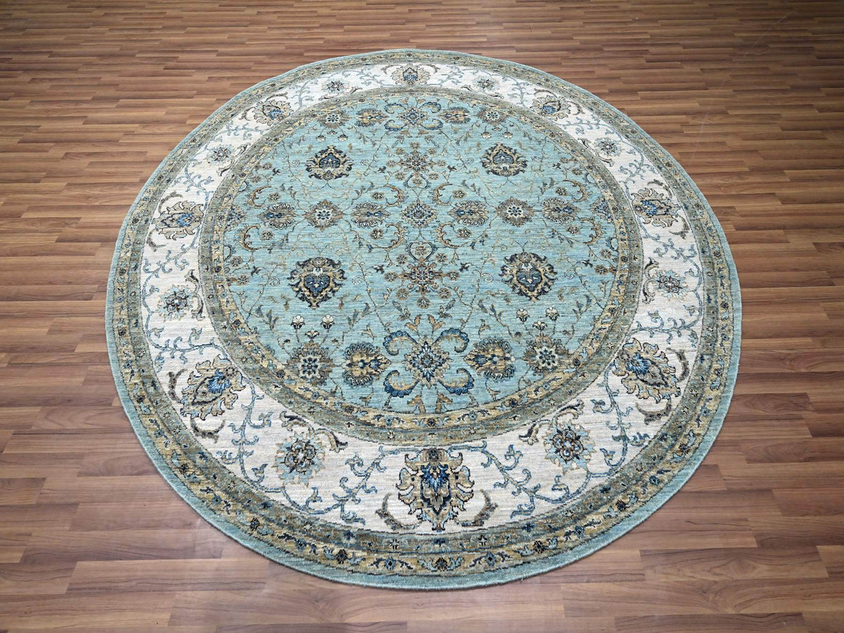 Agra Oushak / Peshawar hand-knotted wool rug in Blue, 7'11" x 8'0", SKU O076140
