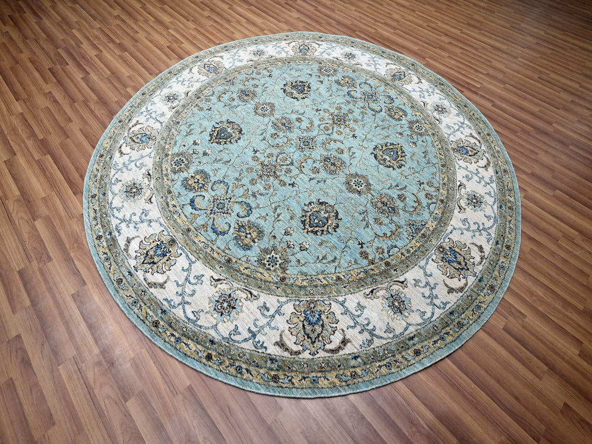 Agra Oushak / Peshawar hand-knotted wool rug in Blue, 7'11" x 8'0", SKU O076140