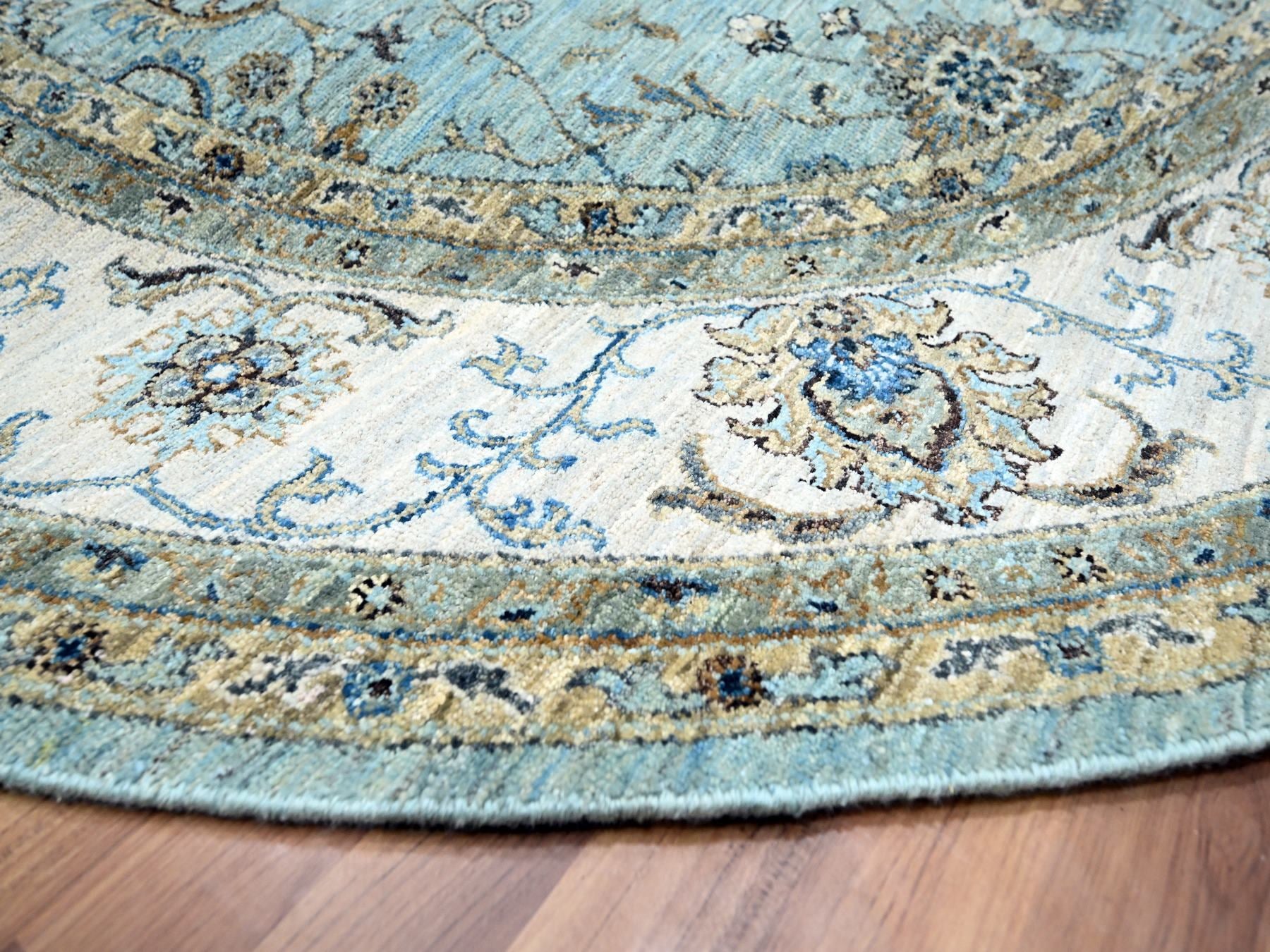 Agra Oushak / Peshawar hand-knotted wool rug in Blue, 7'11" x 8'0", SKU O076140
