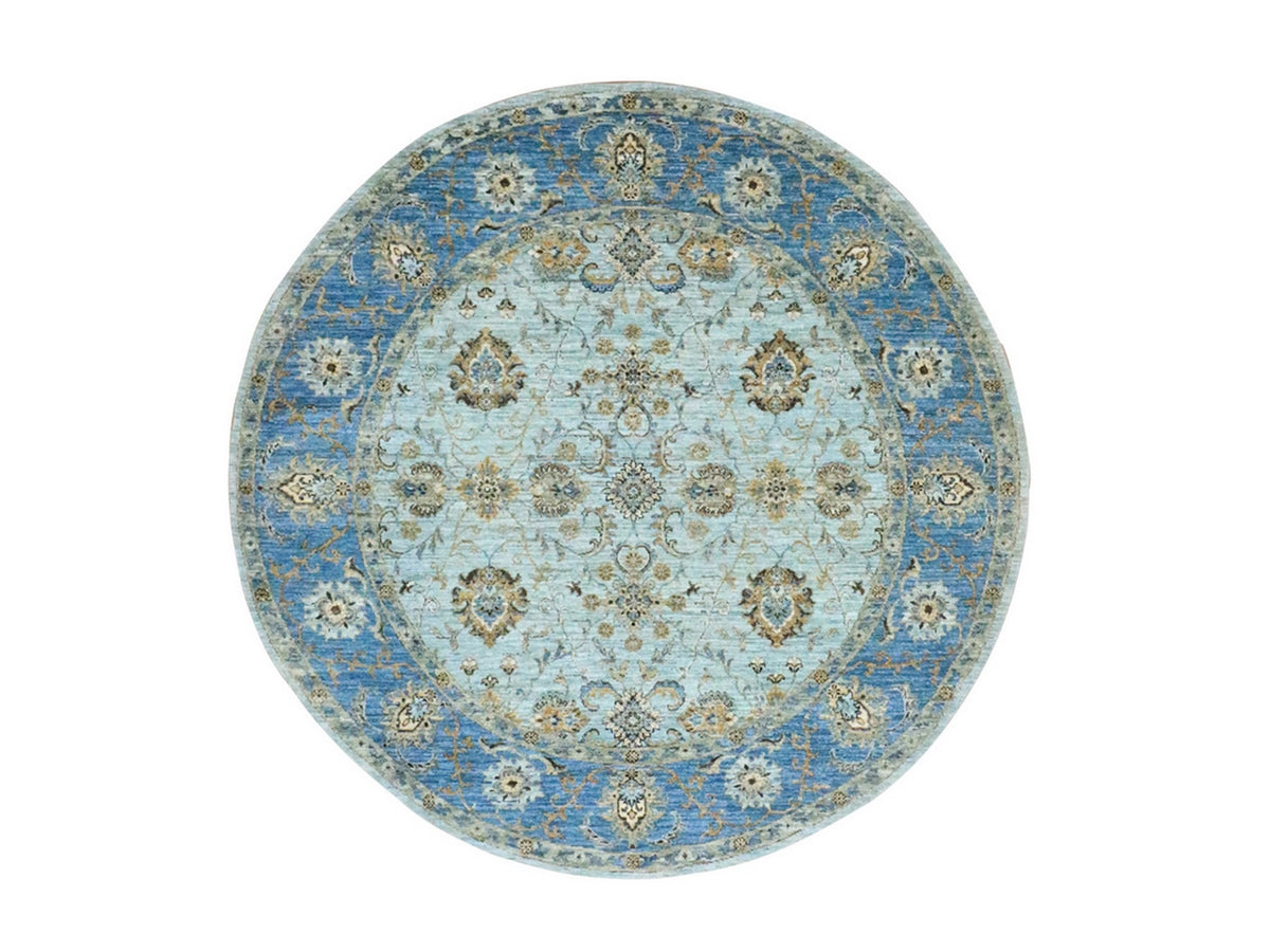 Agra Oushak / Peshawar hand-knotted wool rug in Blue, 7'1" x 7'2", SKU O076143