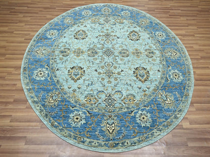 Agra Oushak / Peshawar hand-knotted wool rug in Blue, 7'1" x 7'2", SKU O076143