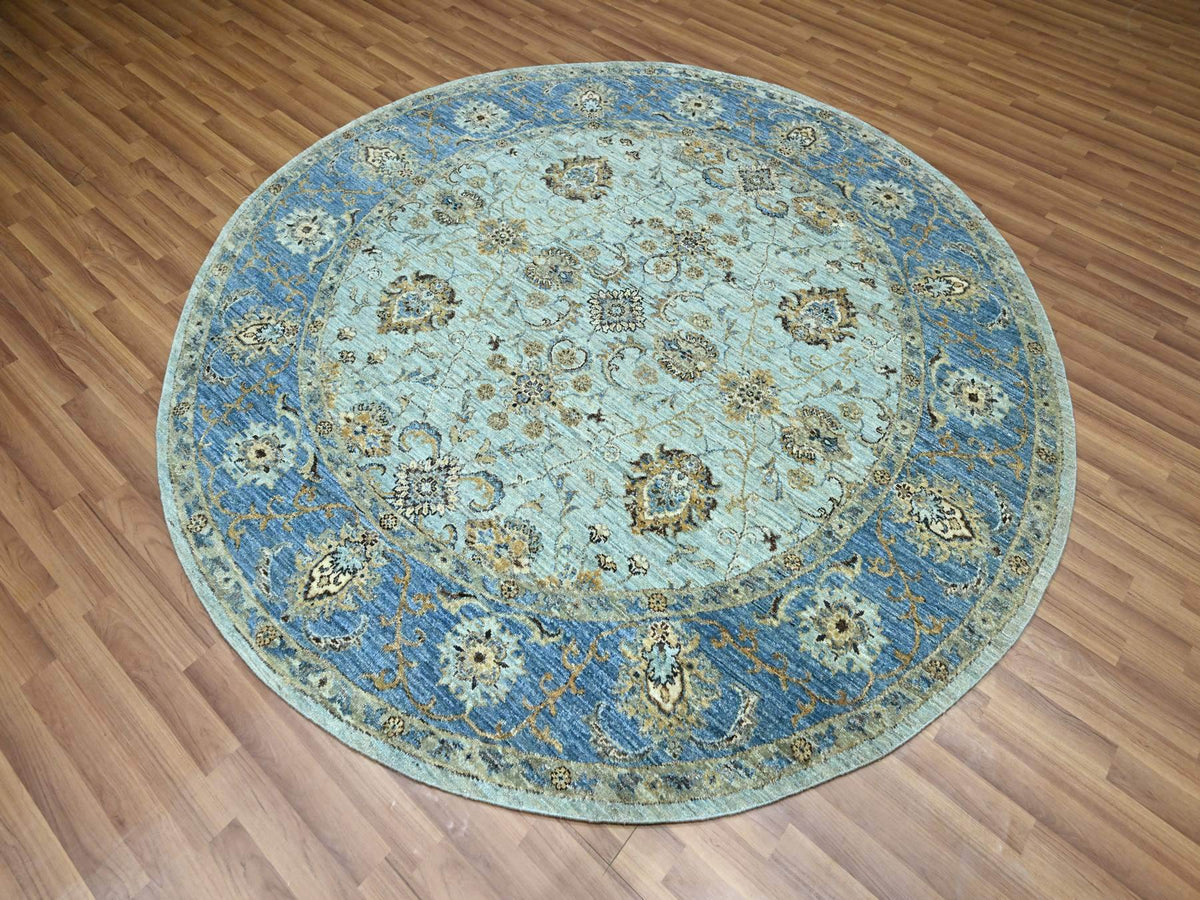 Agra Oushak / Peshawar hand-knotted wool rug in Blue, 7'1" x 7'2", SKU O076143