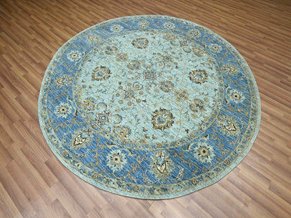 Agra Oushak / Peshawar hand-knotted wool rug in Blue, 7'1" x 7'2", SKU O076143
