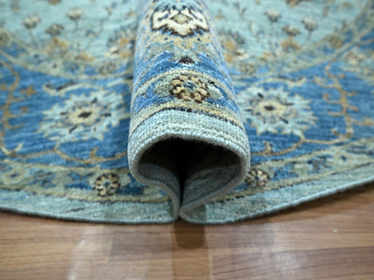 Agra Oushak / Peshawar hand-knotted wool rug in Blue, 7'1" x 7'2", SKU O076143