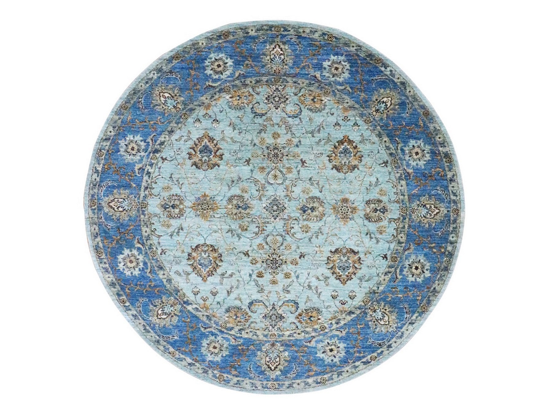 Agra Oushak / Peshawar hand-knotted wool rug in Blue, 7'1" x 7'1", SKU O076144