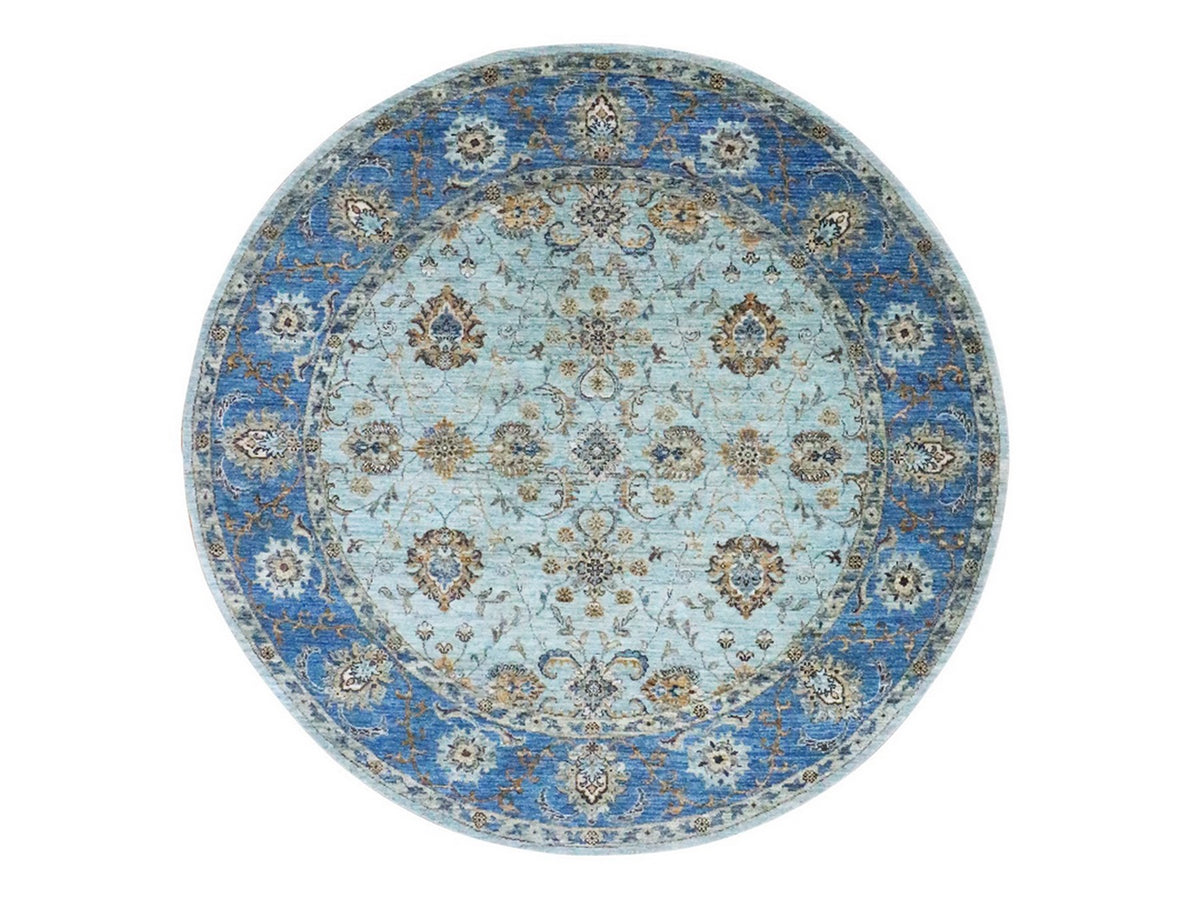 Agra Oushak / Peshawar hand-knotted wool rug in Blue, 7'1" x 7'1", SKU O076144