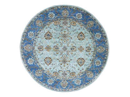 Agra Oushak / Peshawar hand-knotted wool rug in Blue, 7'1" x 7'1", SKU O076144