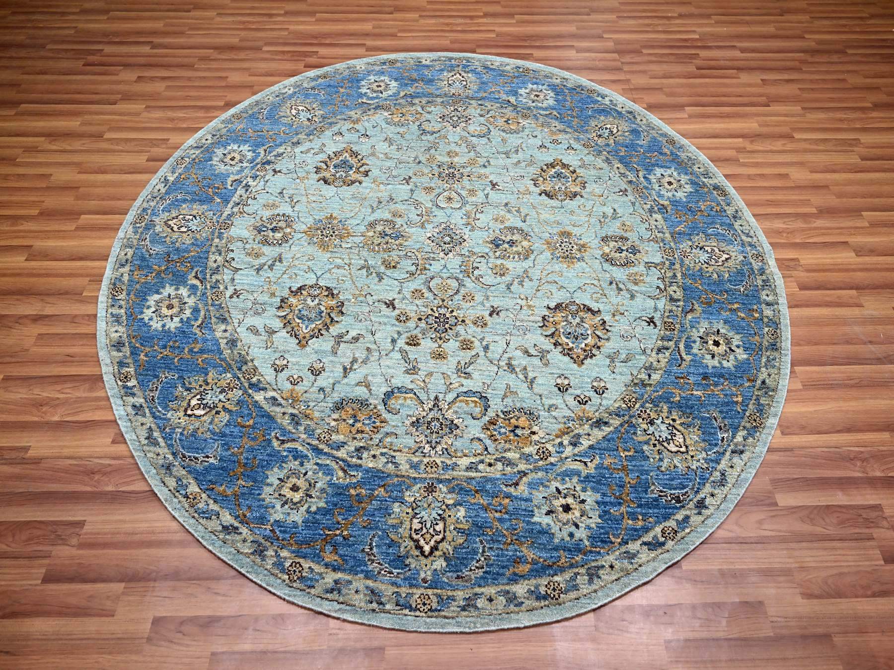 Agra Oushak / Peshawar hand-knotted wool rug in Blue, 7'1" x 7'1", SKU O076144