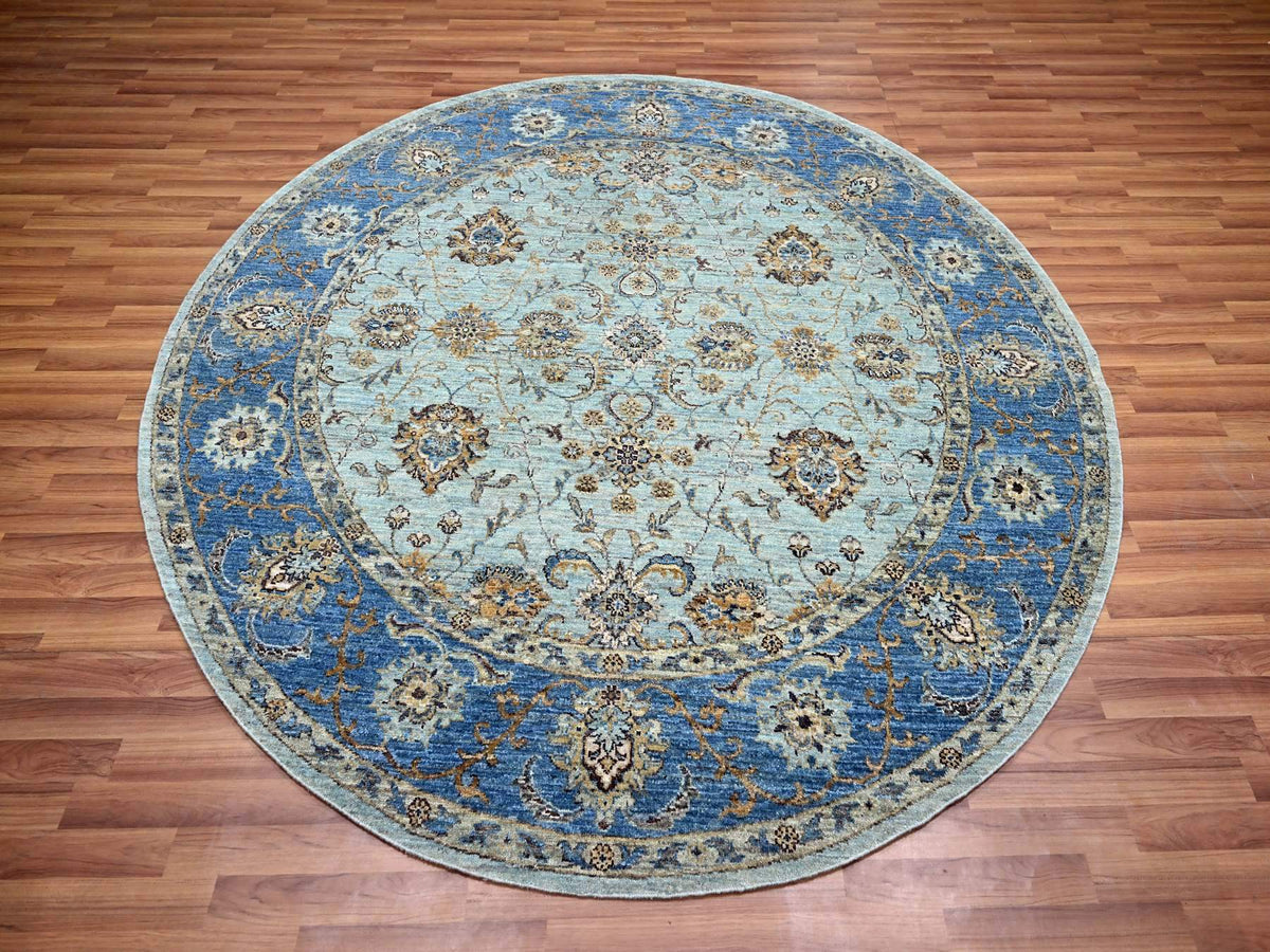 Agra Oushak / Peshawar hand-knotted wool rug in Blue, 7'1" x 7'1", SKU O076144