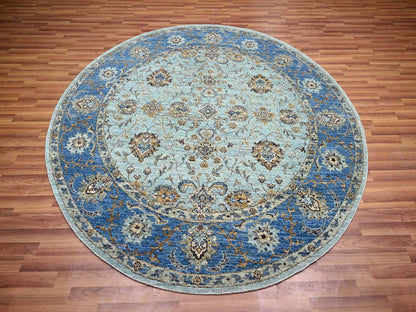 Agra Oushak / Peshawar hand-knotted wool rug in Blue, 7'1" x 7'1", SKU O076144