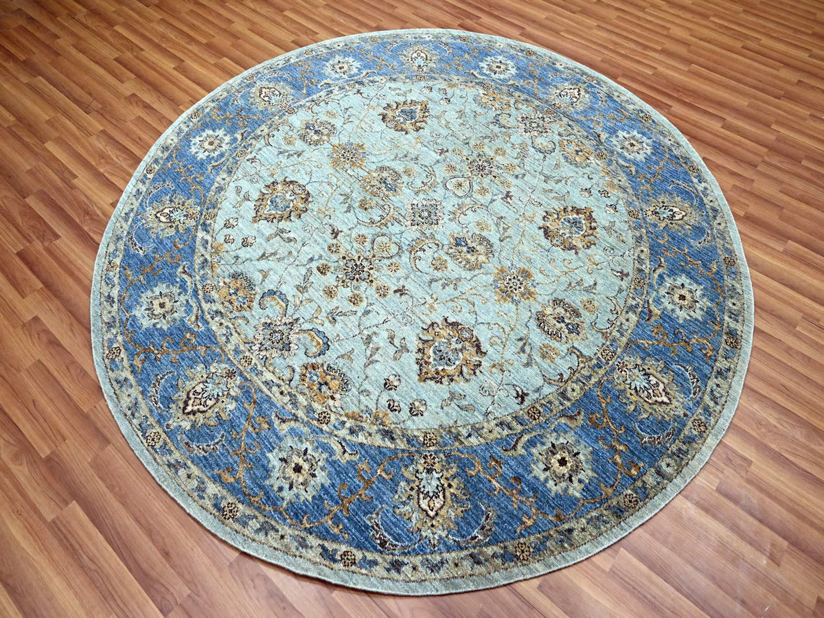 Agra Oushak / Peshawar hand-knotted wool rug in Blue, 7'1" x 7'1", SKU O076144