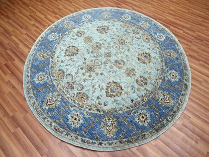 Agra Oushak / Peshawar hand-knotted wool rug in Blue, 7'1" x 7'1", SKU O076144