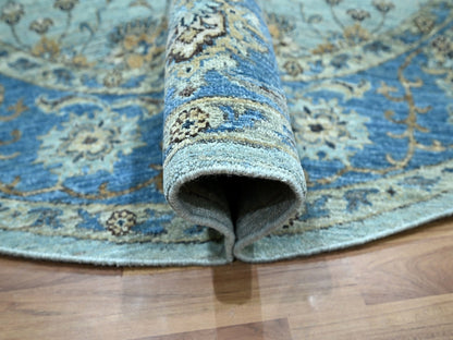 Agra Oushak / Peshawar hand-knotted wool rug in Blue, 7'1" x 7'1", SKU O076144
