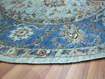 Agra Oushak / Peshawar hand-knotted wool rug in Blue, 7'1" x 7'1", SKU O076144