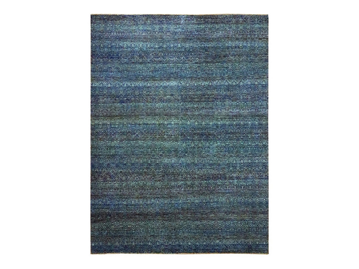 Modern / Contemporary hand-knotted wool rug in Blue, 9'0" x 12'1", SKU O076148