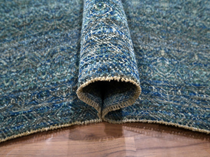 Modern / Contemporary hand-knotted wool rug in Blue, 9'0" x 12'1", SKU O076148