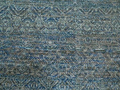 Modern / Contemporary hand-knotted wool rug in Blue, 9'0" x 12'1", SKU O076148