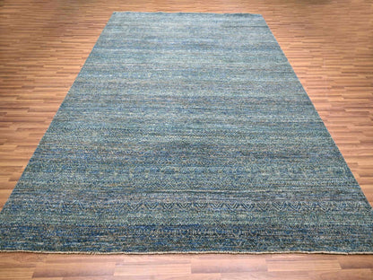 Modern / Contemporary hand-knotted wool rug in Blue, 9'0" x 11'10", SKU O076149