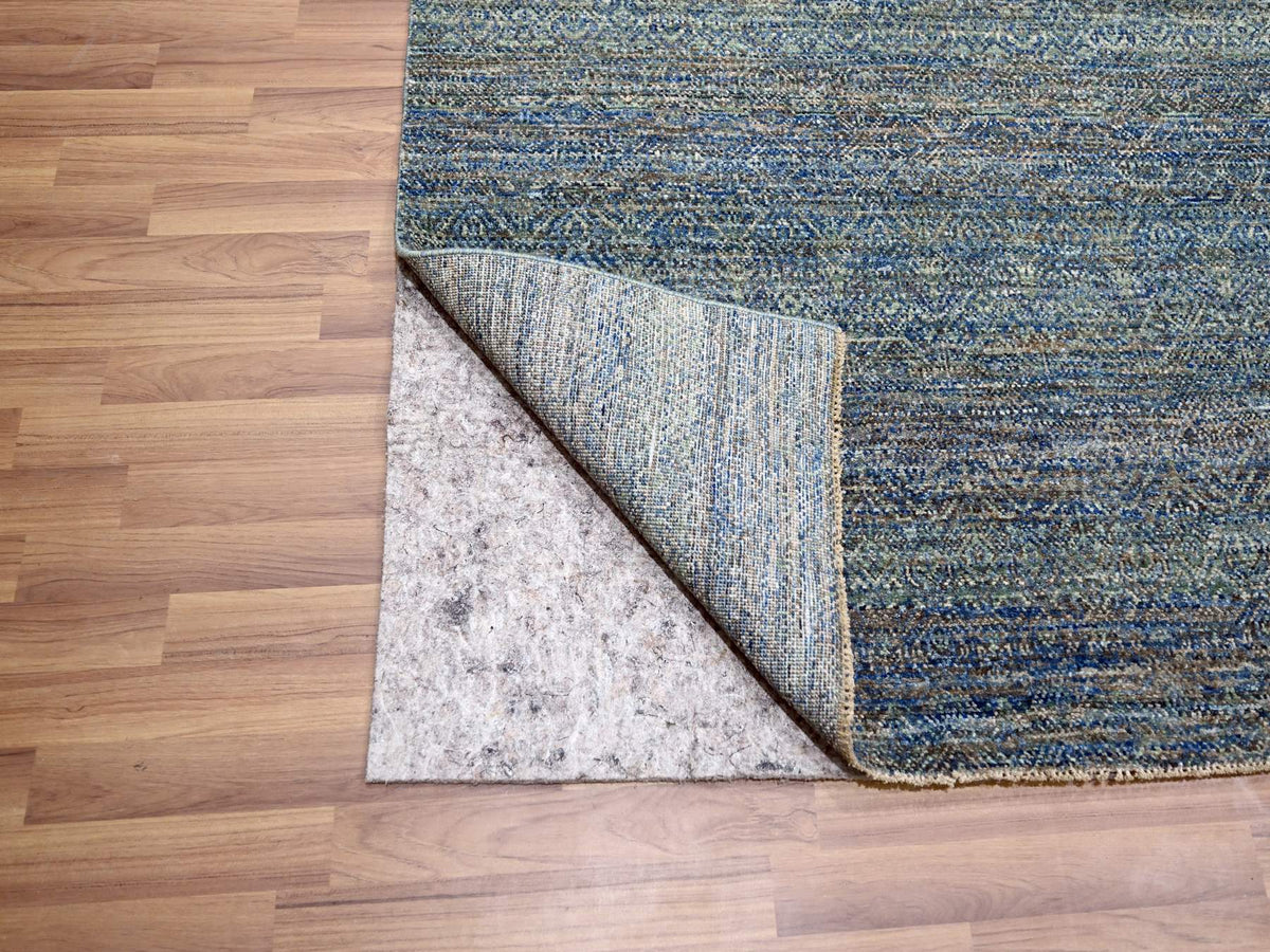 Modern / Contemporary hand-knotted wool rug in Blue, 9'0" x 11'10", SKU O076149