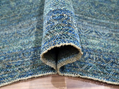 Modern / Contemporary hand-knotted wool rug in Blue, 9'0" x 11'10", SKU O076149