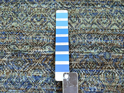 Modern / Contemporary hand-knotted wool rug in Blue, 9'0" x 11'10", SKU O076149