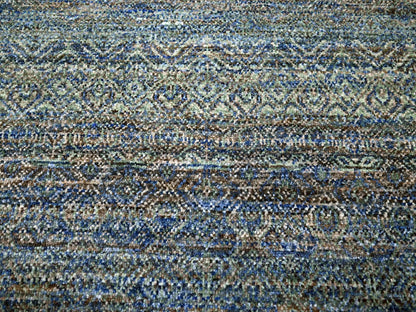 Modern / Contemporary hand-knotted wool rug in Blue, 9'0" x 11'10", SKU O076149
