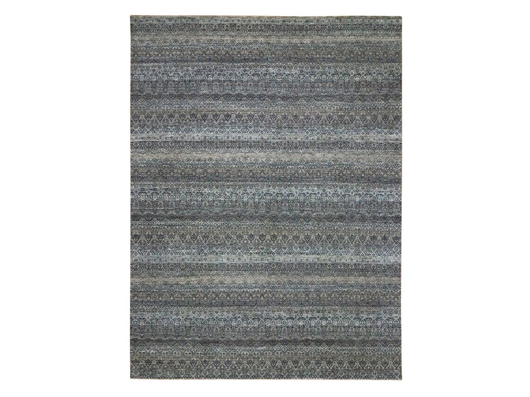 Modern / Contemporary hand-knotted wool rug in Gray, 9'1" x 12'1", SKU O076150